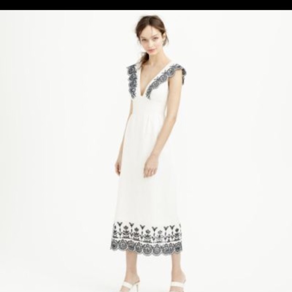 J Crew Collection Linen Embroider Dress, Like New